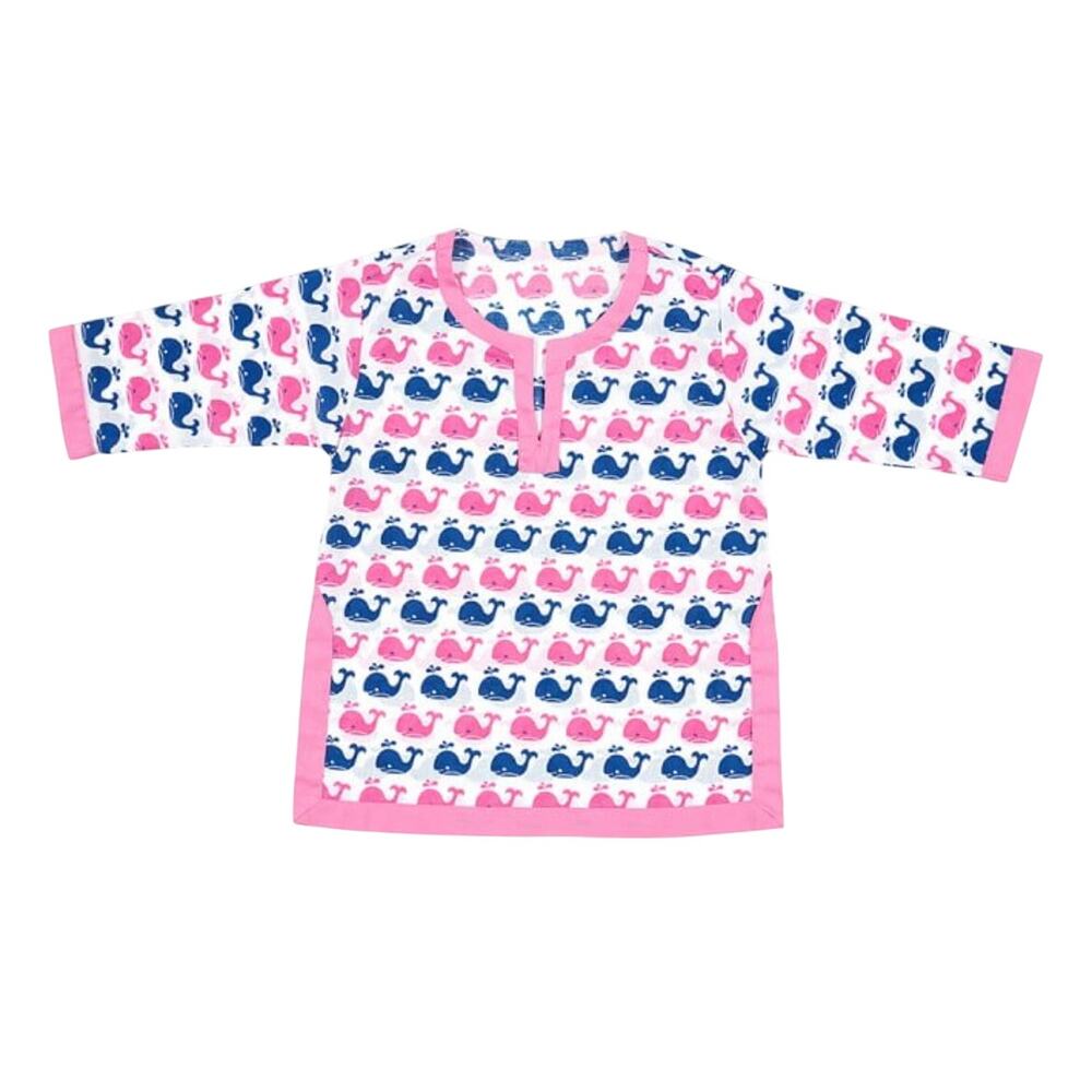 PB Kids Nautical TUNIC 18-24 Mo. Whale Fish Pink Blue Beach Pool Cover Up Dress